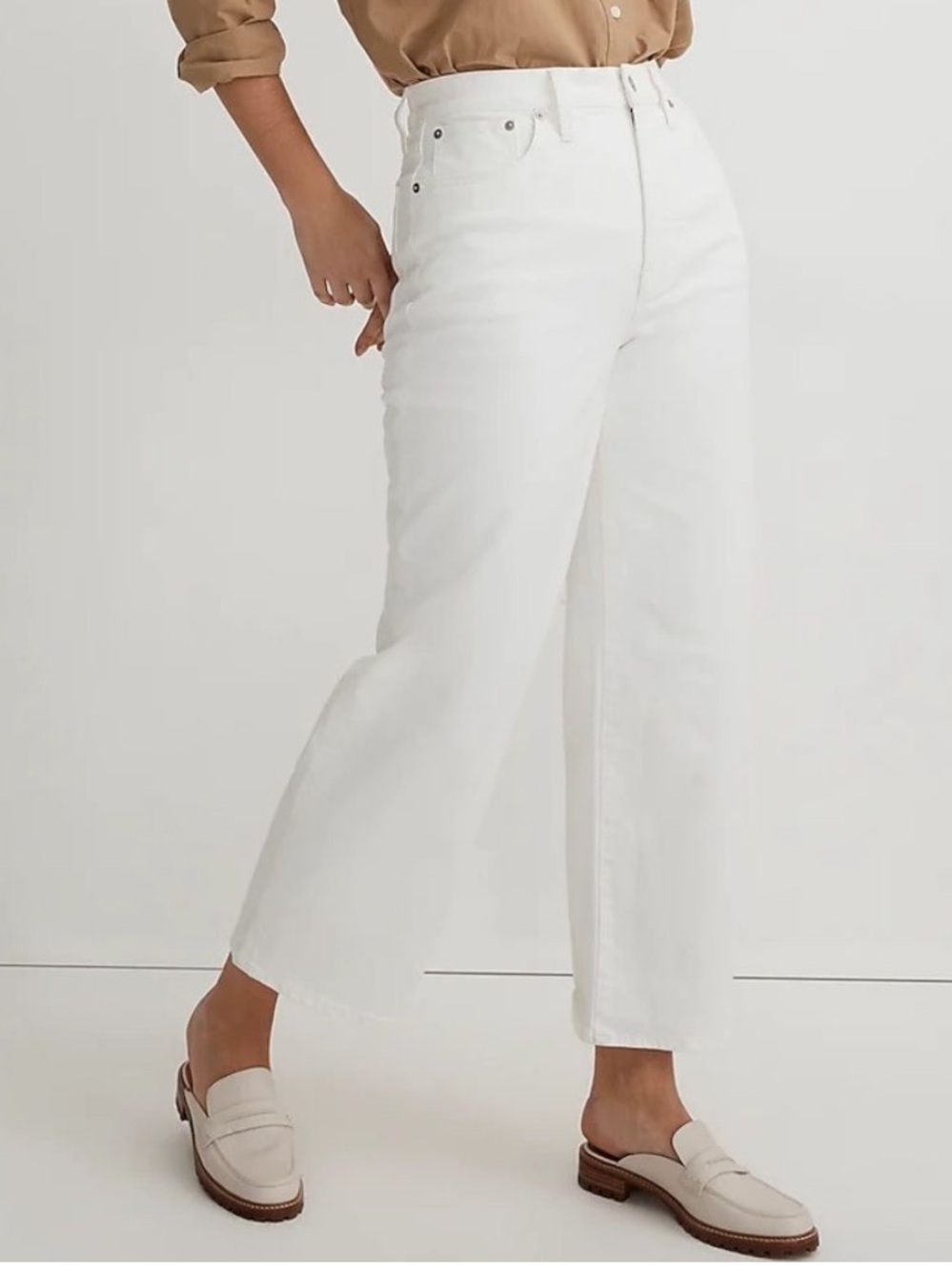 Madewell NWT Perfect Vintage Wide Leg Crop Jeans Size 31 High Rise in Tile White